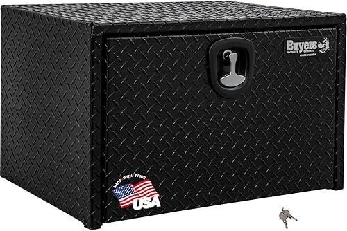 Buyers Products - Caja de herramientas para camión debajo de la carrocería 1725100, aluminio con banda de rodadura de diamante negro, 18 x 18 x 24