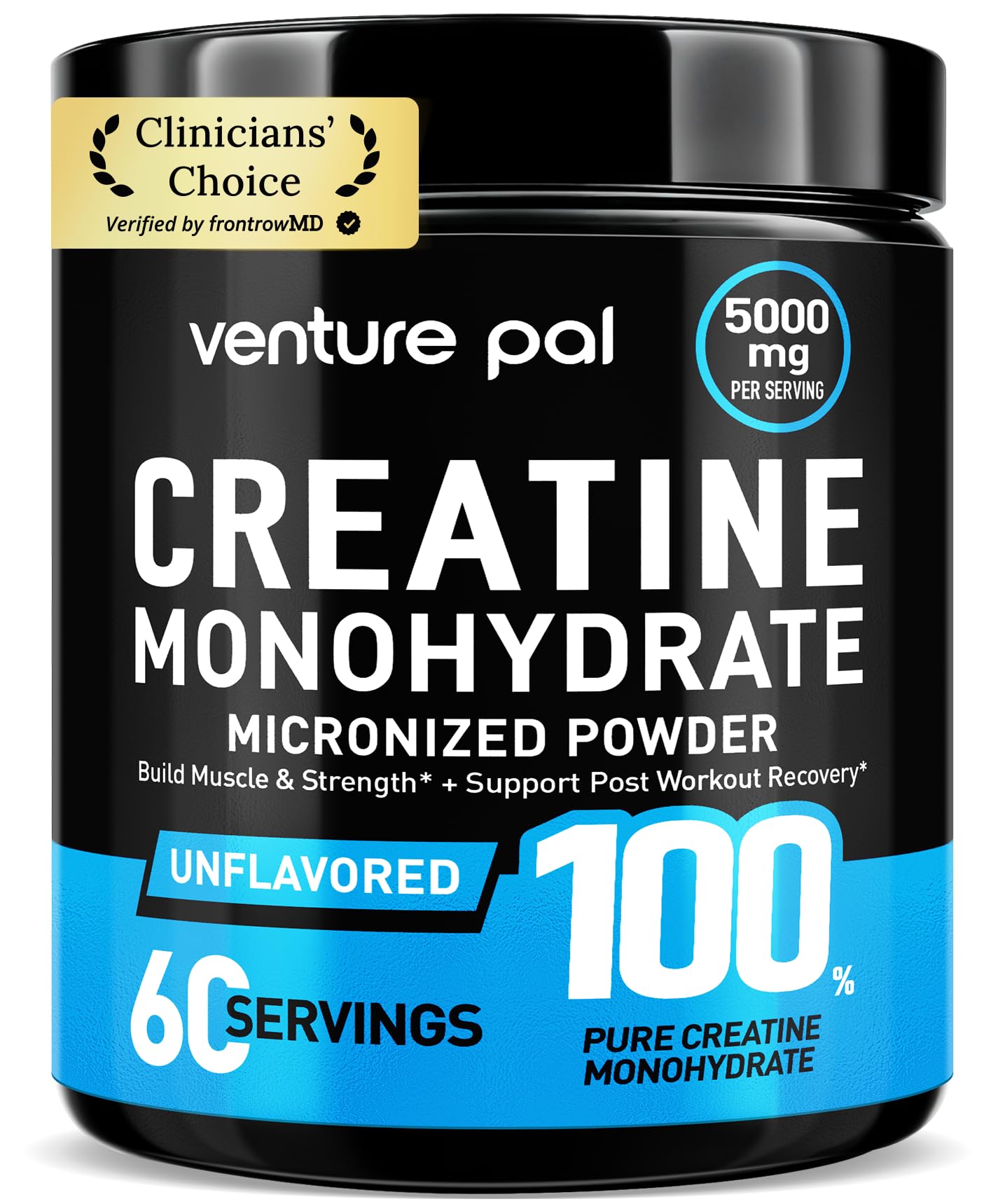 Venture Pal 100% Pure Micronized Creatine Monohydrate Powder, Unflavored Creatine for Women & Men, Vegan, Keto, Gluten Free, 5 g (5000mg) per Serving, Creatina Monohidratada en Polvo