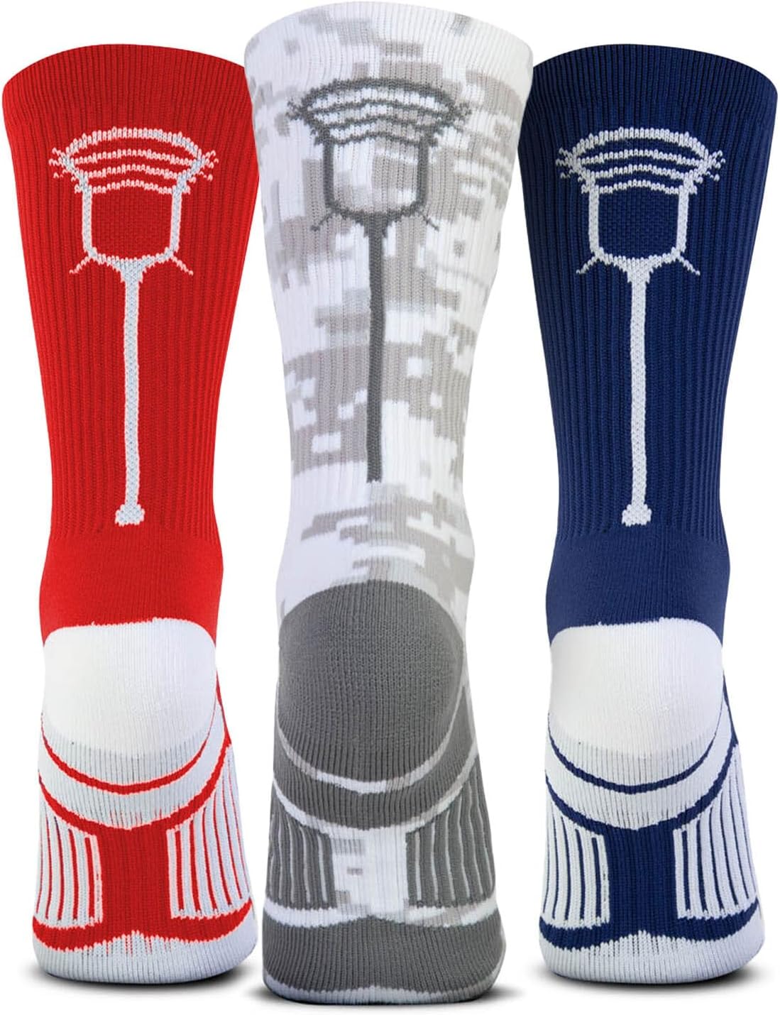 ChalkTalkSPORTS Lacrosse Performance Crew Socks - Retro Stick - Youth & Adult - Multiple Colors - Lax Mid-Calf Socks