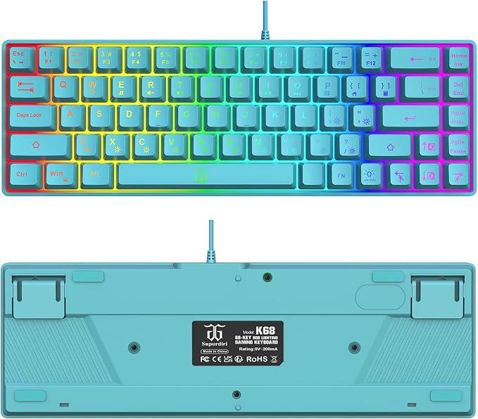 Teclado Gamer 68Blue 65% RGB Con Cable miniatura 3