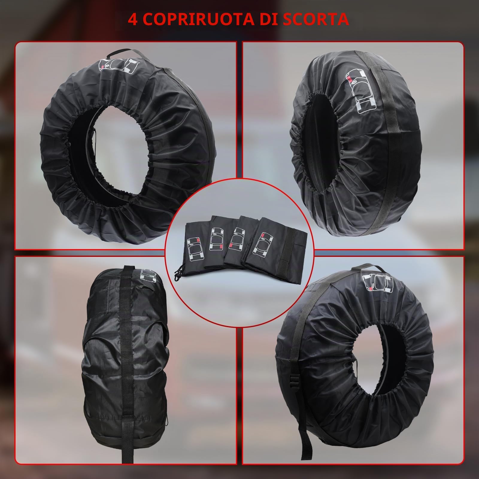 Coperture per Pneumatici Auto Impermeabili Antipolvere 18-22 Pollici Confezione da 4 Pezzi 80cm