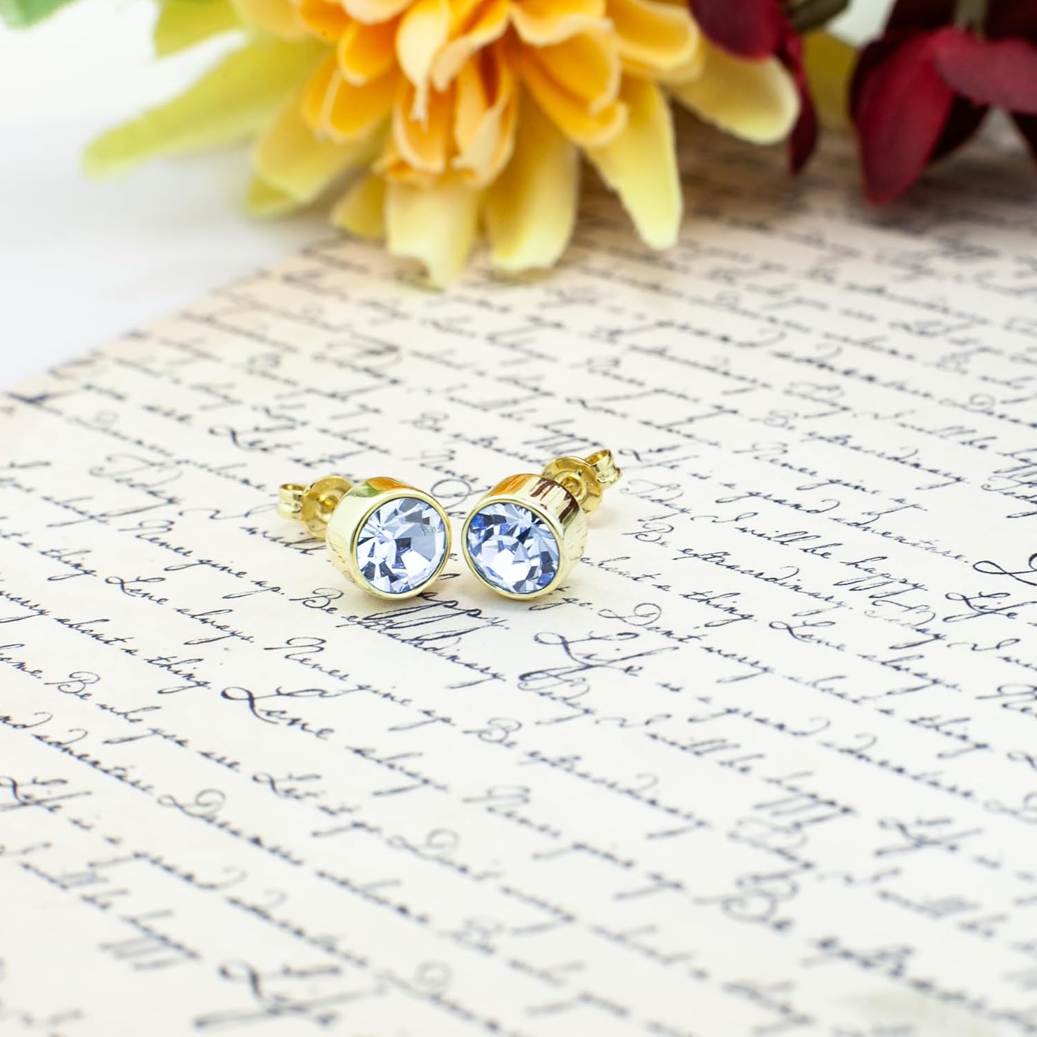 Lionhead Birthstone Necklace and Stud Earrings Set with Bohemian Crystals, Gold or Silver Plated, Birthday Month Gift, Great for Mom.