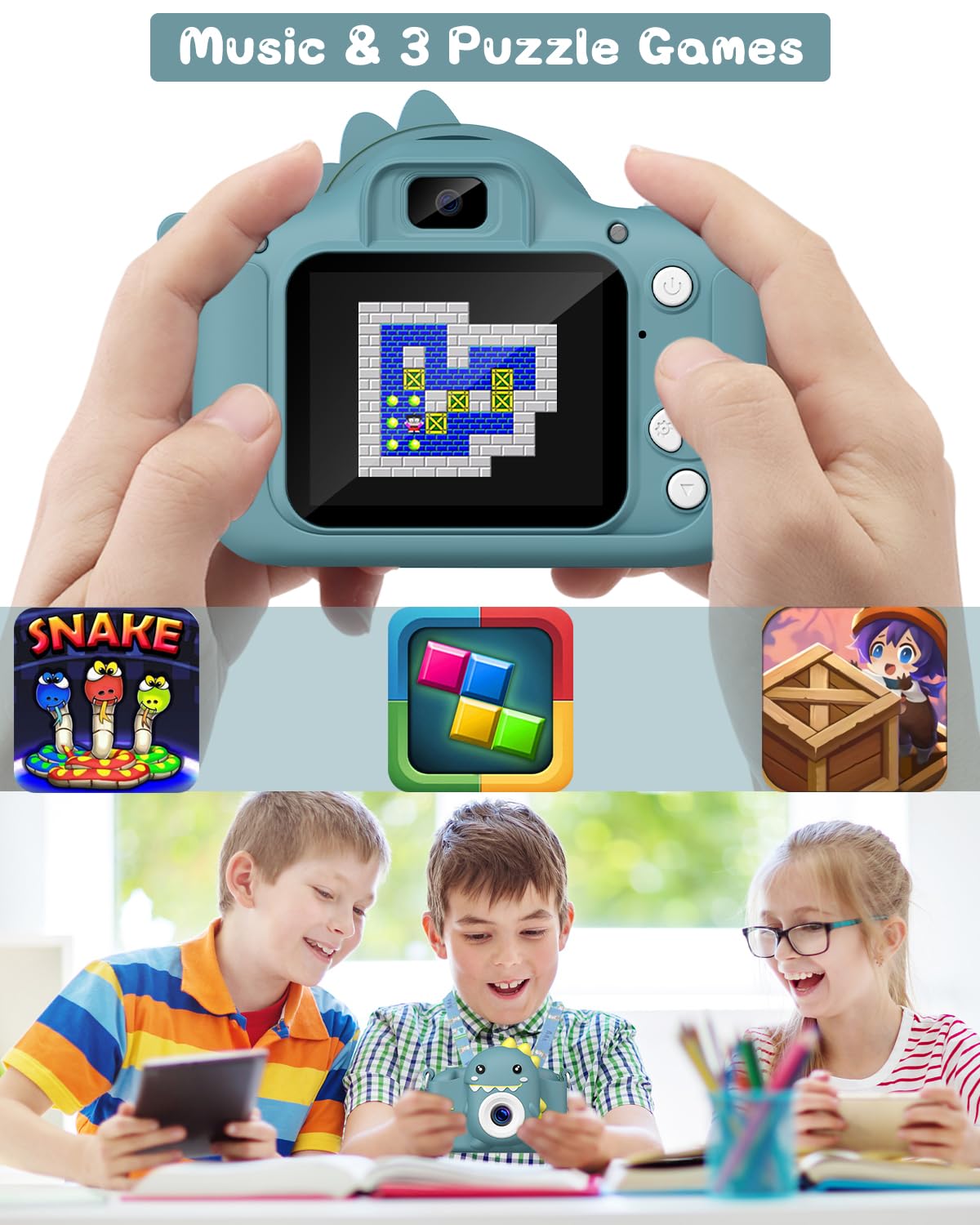 Gofunly kindercamera, 2,0 inch digitale camera's voor kinderen met 32 GB kaart, 1080p HD-mini-kindercamera, oplaadbaar, camcorder, cadeau, speelgoed, meisjes en jongens van 3 tot 12 jaar