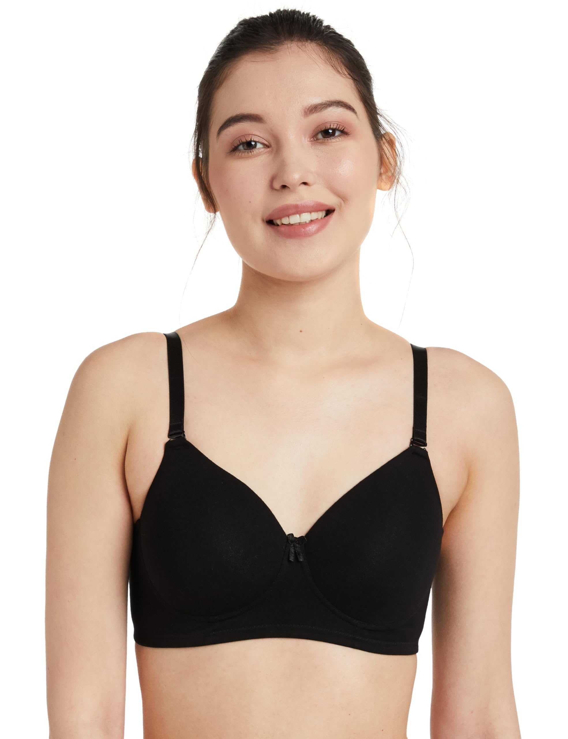 Amazon Brand - Symbol T-Shirt Bra for Womens | Medium Coverage | Padded |Non Wired |Seamless Cups | Cotton Strech