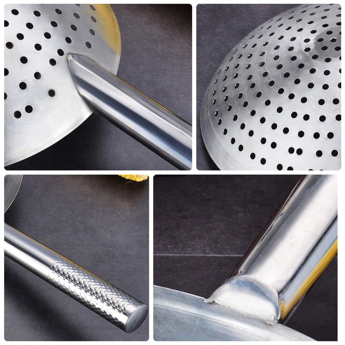 Schiumarola Grande in Acciaio Inox Argento 1 Pezzo per Cucina | Filtro a Maglia Fine, Separa Olio Bollente o Acqua, per Ristoranti e Bar