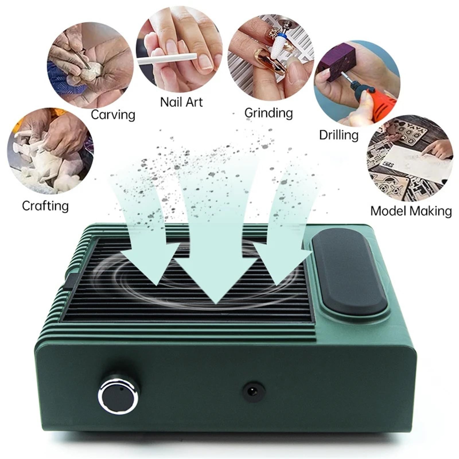 Nagelstaubsauger, 80W Leistungsstarker Nagelsammler for Maniküre Nagelsauger mit Fitter Nagelventilator Maniküre-Salonausrüstung für Maniküre und Zuhause(White)