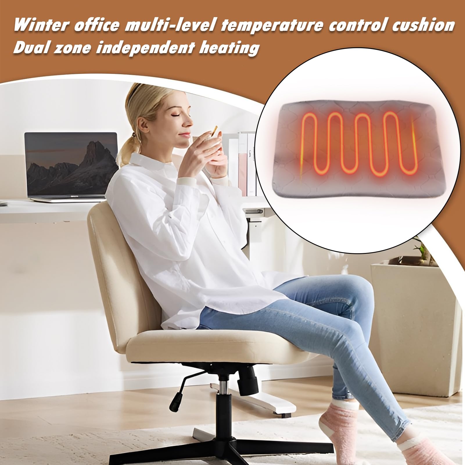 Riscaldabile per Sedia 6 Livelli di Temperatura con Controllo Termico | Traspirante Universale per Auto Ufficio Viaggio Sedia a Rotelle