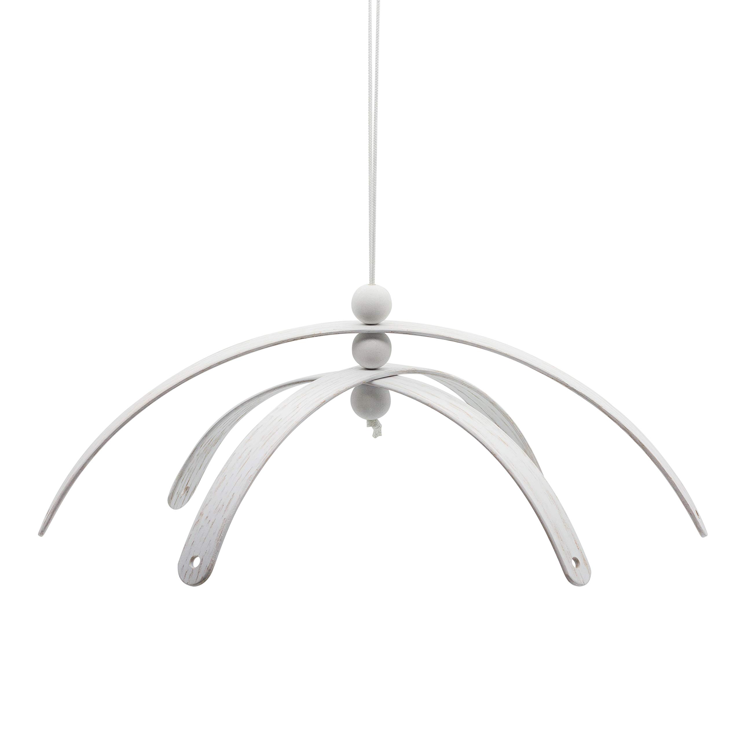 Hobicht Hochwertiges Mobile zum selber basteln aus Eiche, weiß lackiert, Mobilestern, Mobilekreuz 6 armig, Holzmobile, Windspiel aus Holz, fürs Kinderzimmer, Bausatz für Baby Mobiles (Eiche Weiß)