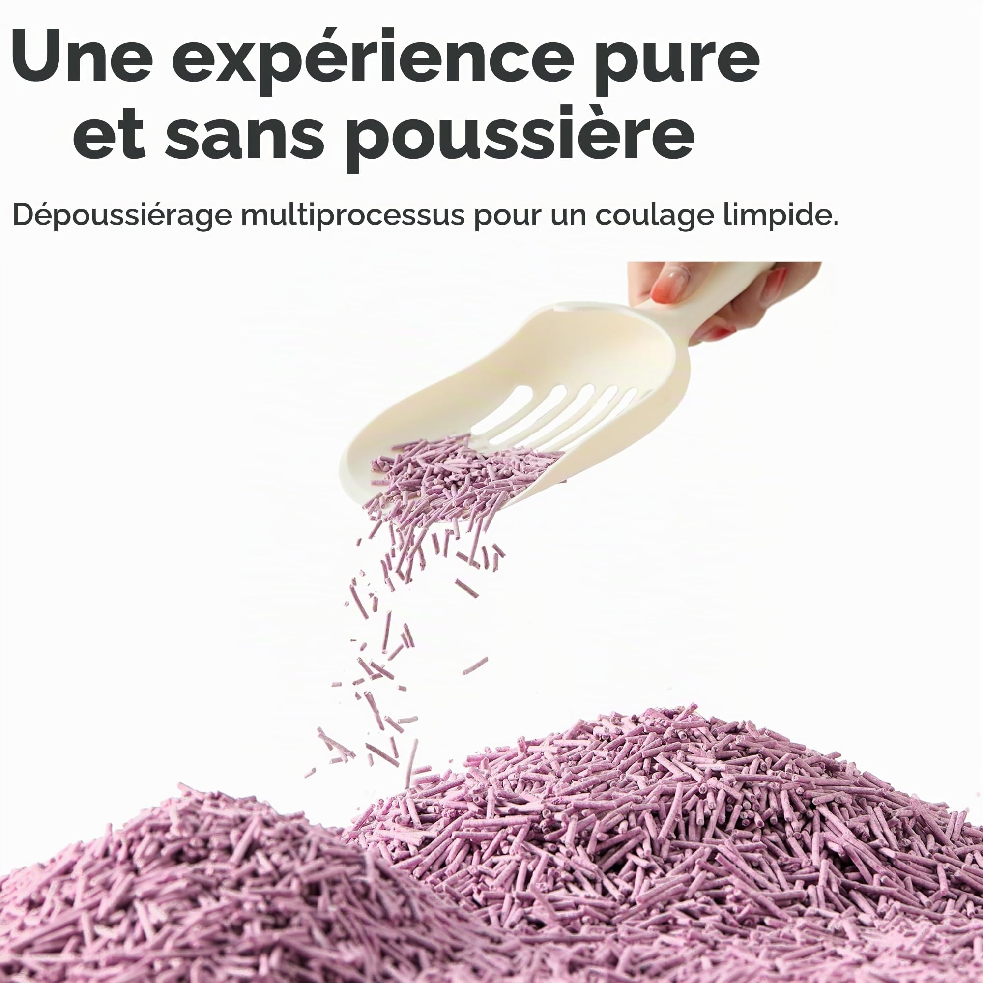 FUKUMARU Litière pour Chat au Tofu, Parfum Lavande, Agglomération Ferme, Contrôle Naturel des Odeurs, Faible Poussière, Granulés Végétaux Jetables aux Toilettes, 2,7kg x 4