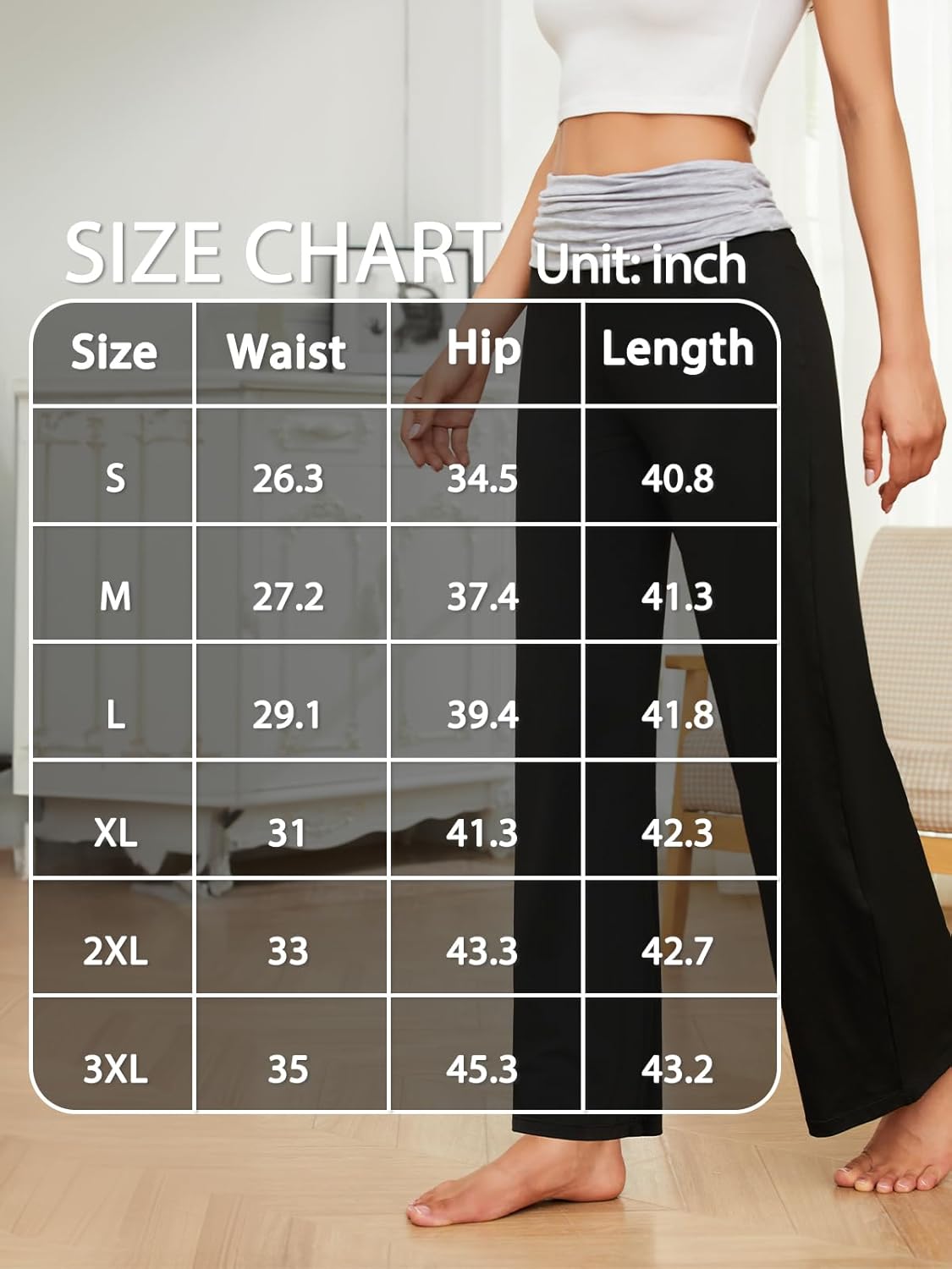 Gracyoga Women's Comfy Pajama Pants Wide Leg Lounge Palazzo Yoga Pants Stretch Casual Floral Print Fold Waist Pants - Image 7