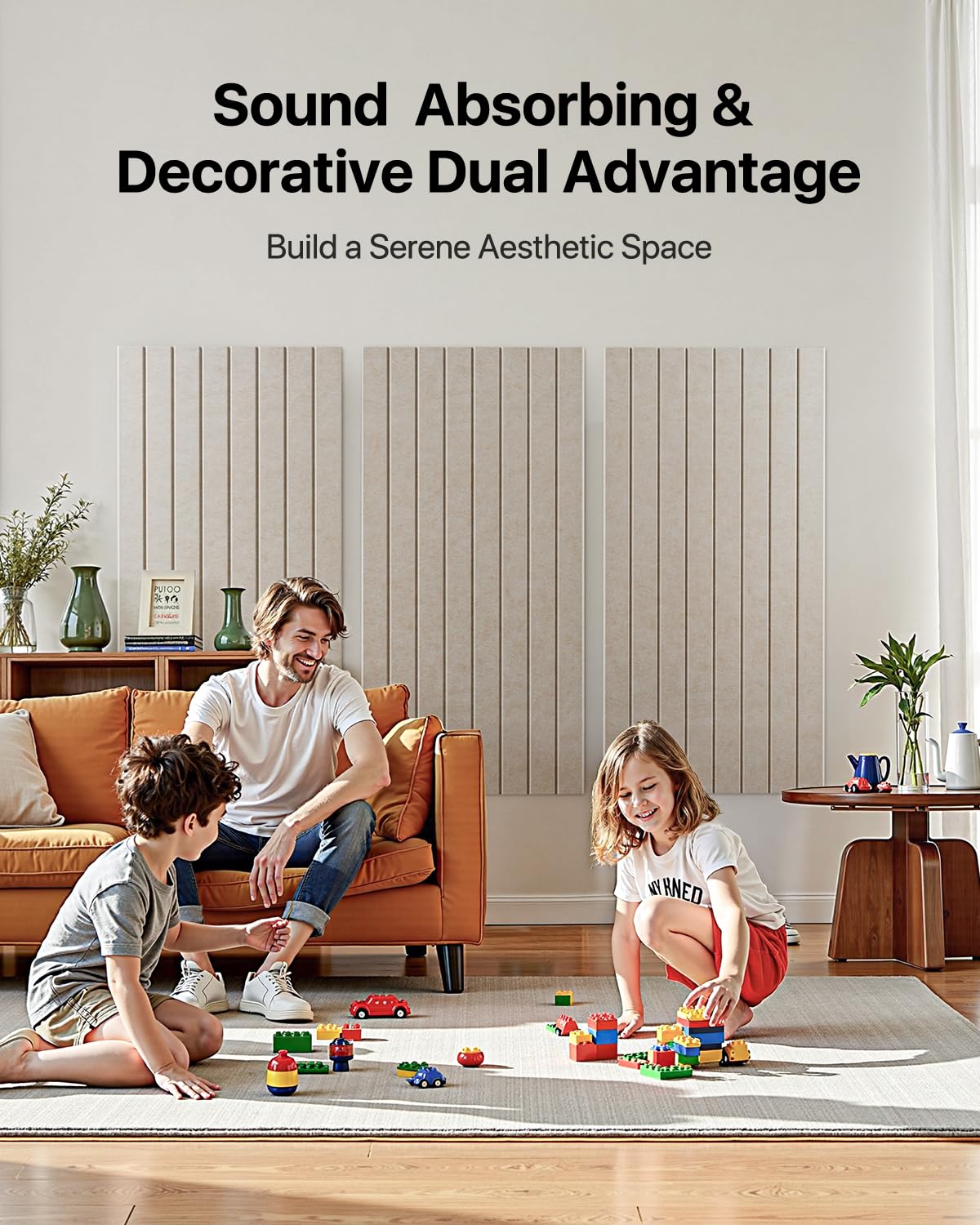 Paneles Acústicos Autoadhesivos Soundsbay de 2,16 m² (3 Unidades), 120×60×0,9 cm Paneles Acústicos de Pared para Tratamiento Acústico y Decoración de Paredes (Beige Claro)