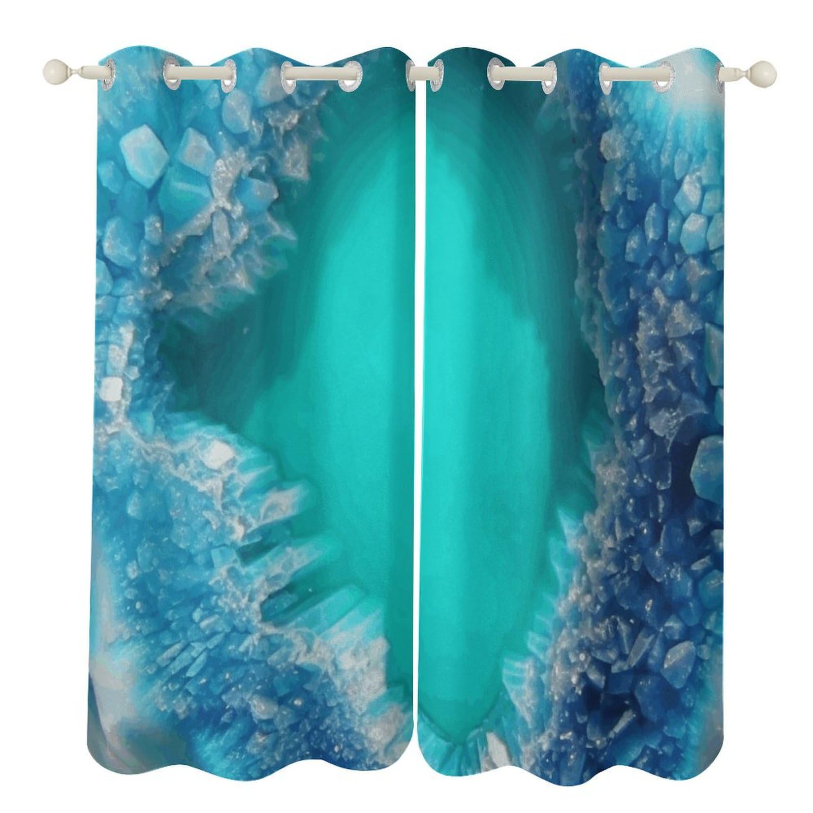 Rideaux occultants thermiques bleu turquoise 132x213cm pour fenêtre et grand salon