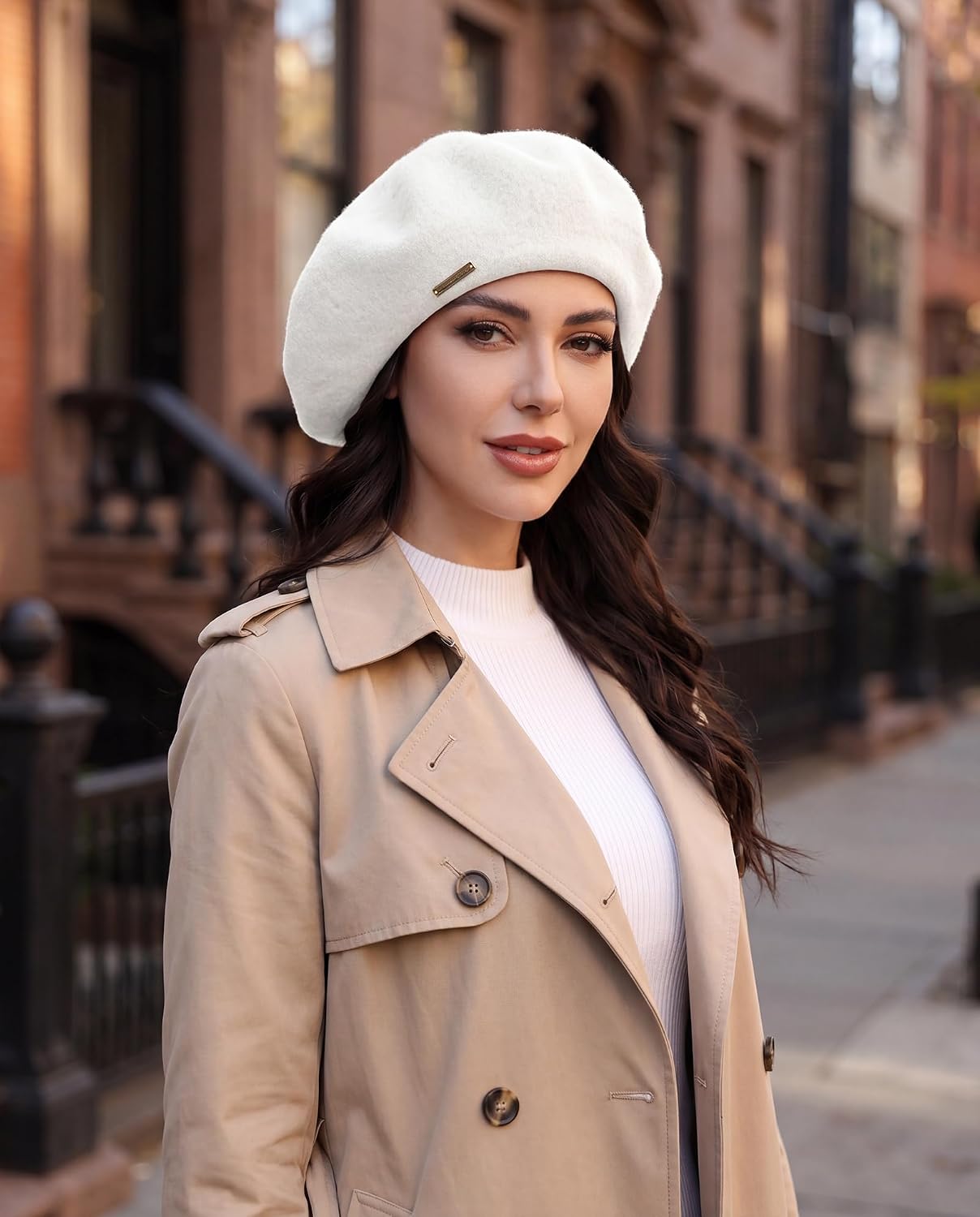 Super Large Brim Wool Beret Hat for Women - 90% Wool Oversized Classic French Berets Solid Color Painter's Hat