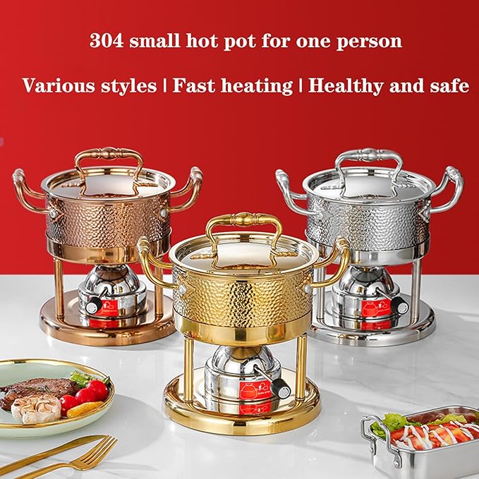 Olla pequeña para hot pot individual, portátil, acero inoxidable miniatura 5