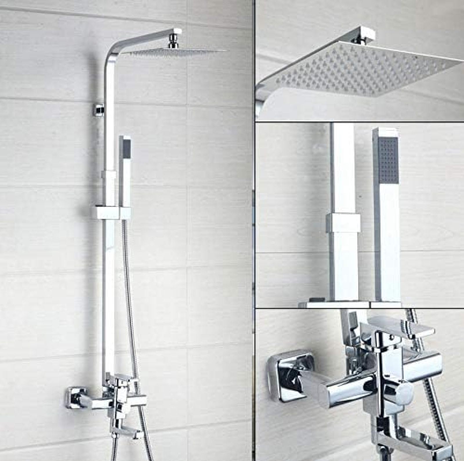 Ensemble mélangeur thermostatique noir avec pomme de douche et cascade de bain