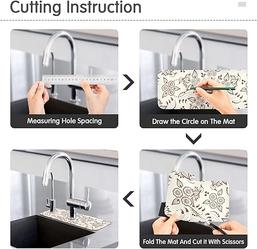 Miniatura 4 de Tapete absorbente para grifo de cocina, protector contra salpicaduras para fregadero detrás del grifo, atrapador de goteo para baño, RV, bar, 14.7 x