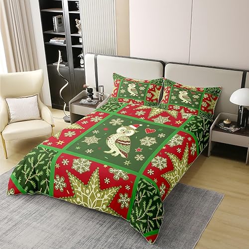 Miniatura 9 de Funda de edredón de cascanueces de 100 % algodón, tamaño King, juego de ropa de cama retro de Navidad para niños y niños, funda de edredón colorida