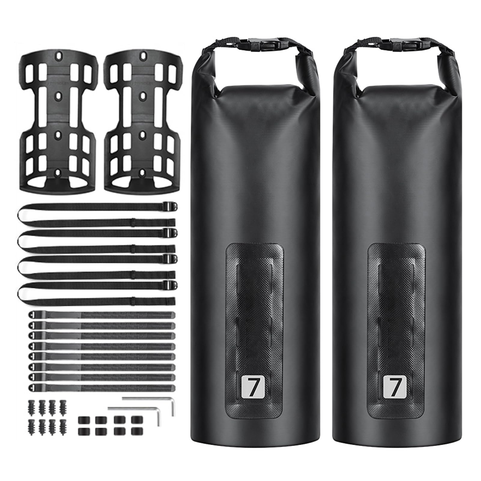 Kavolet Lot de 2 sacoches de Fourche de vélo, 3 l/7 l, imperméables, avec Haut roulable, Sac de séchage pour Porte-Bagages, imperméable, Accessoires de vélo Professionnels
