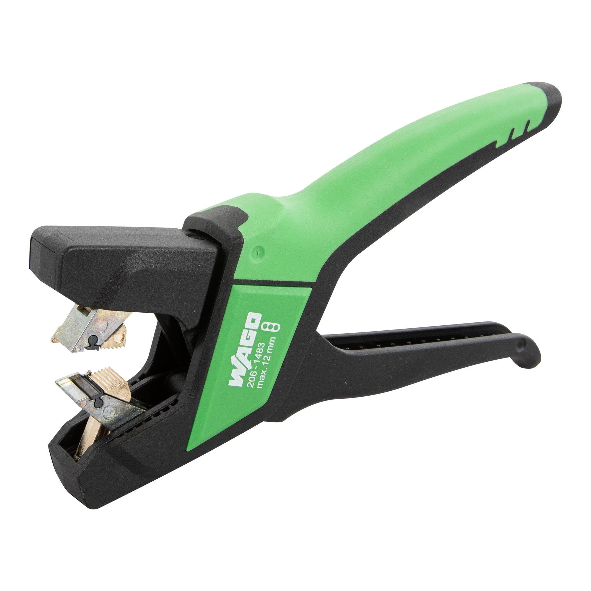 WAGO Wire Stripping Pliers, Flat Cables 12mm Width, 0.75-2.5 mm², Green/Black, Automatic Adjustment