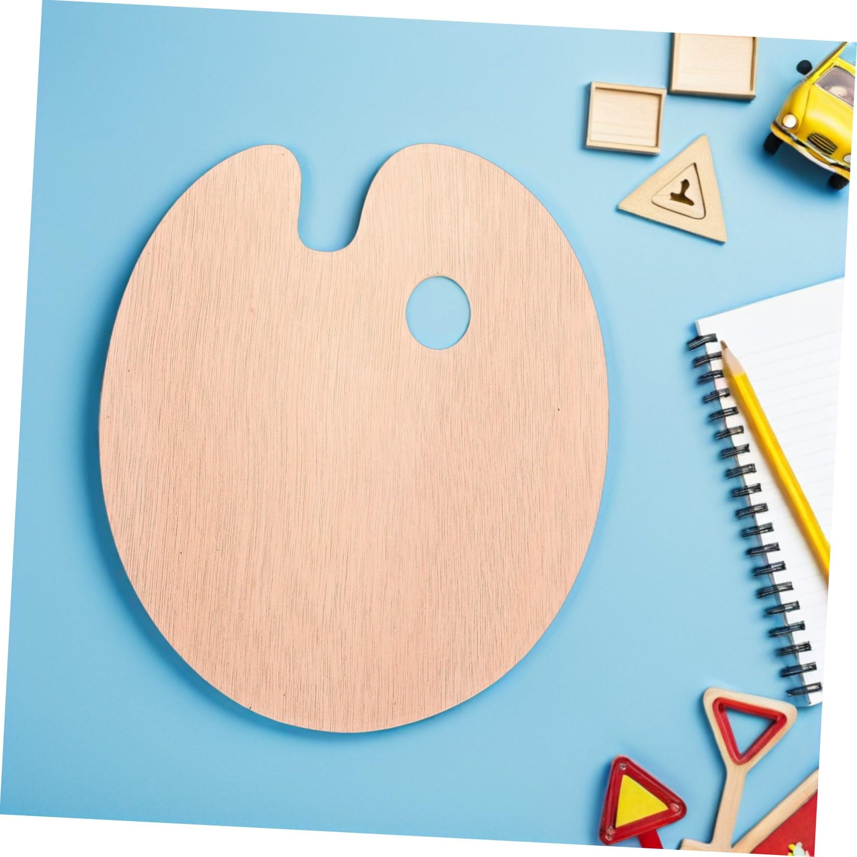 Palette de Peinture Ovale en Bois 6pcs Palette Artistique Polyvalente Facile à Nettoyer avec Trou Pouce pour Aquarelle et Peinture à l'huile