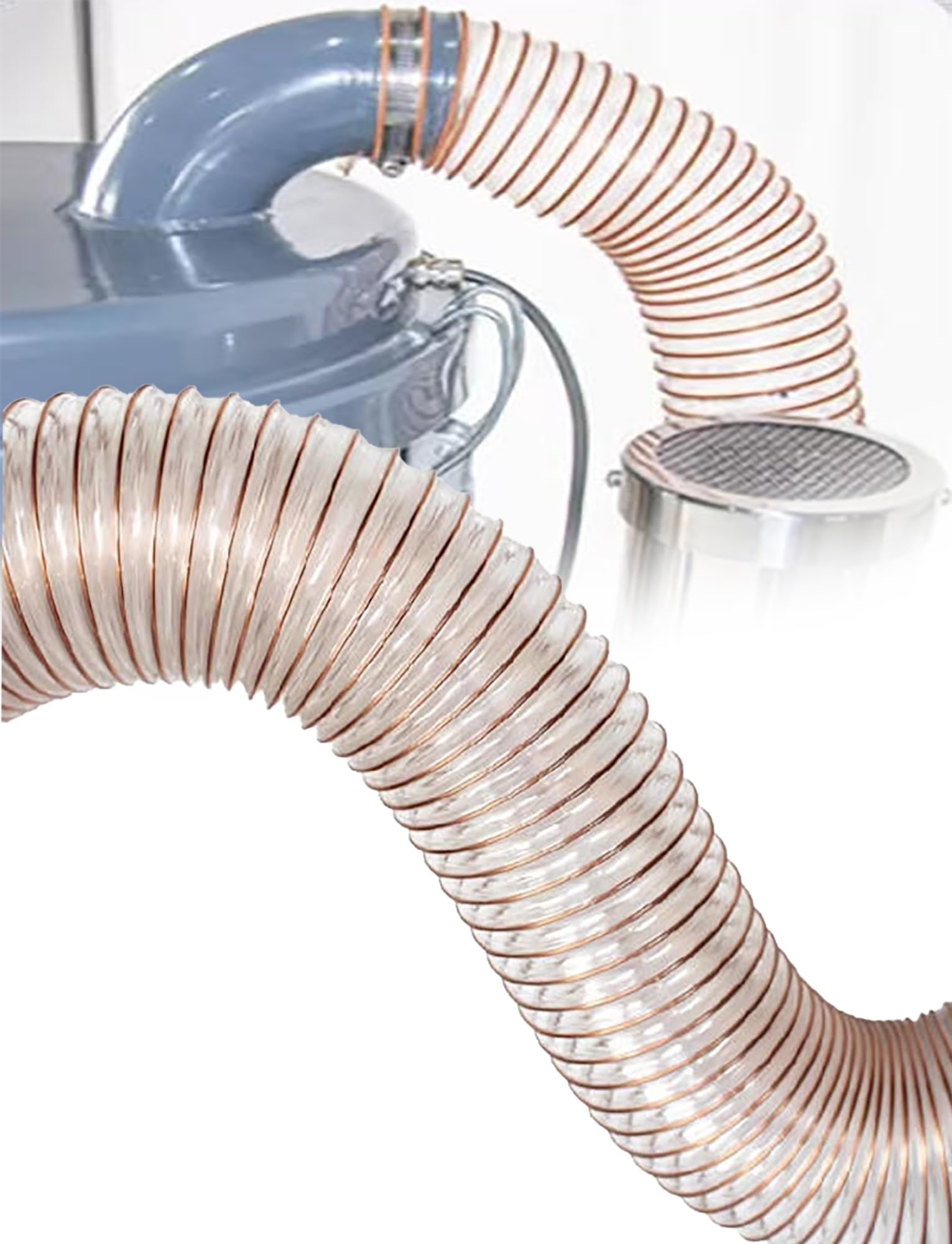 MRVAKDYDI Articulated Fume Extractor Arm, PU Dust Fume Extraction Hose 1m Clear ID 2-30cm Woodworking Vacuum(ID 12.5cm/4.9")