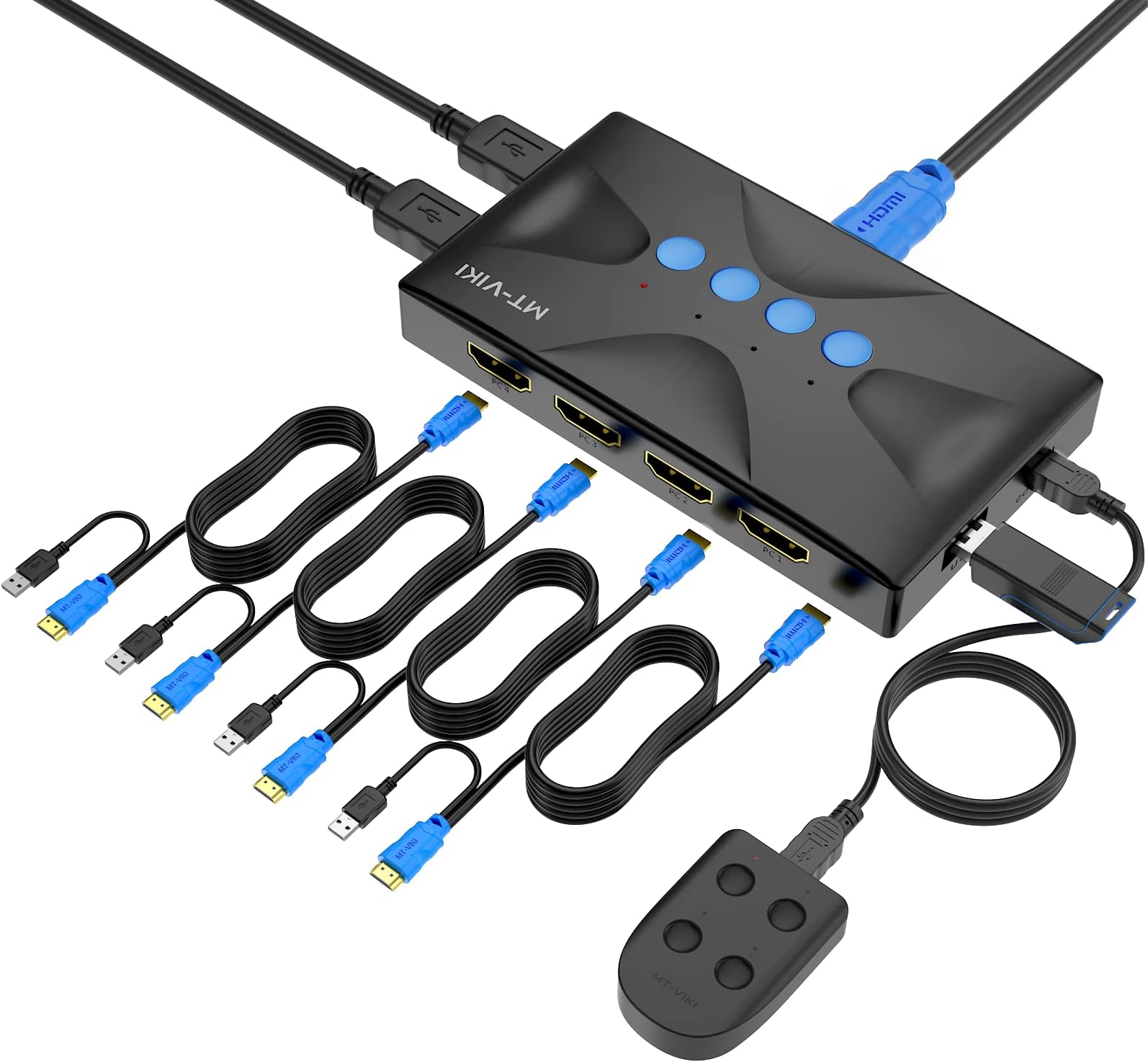 MT-VIKI KVM Switch 4 Port, HDMI KVM Switch for 4 Computers Share One HD ...