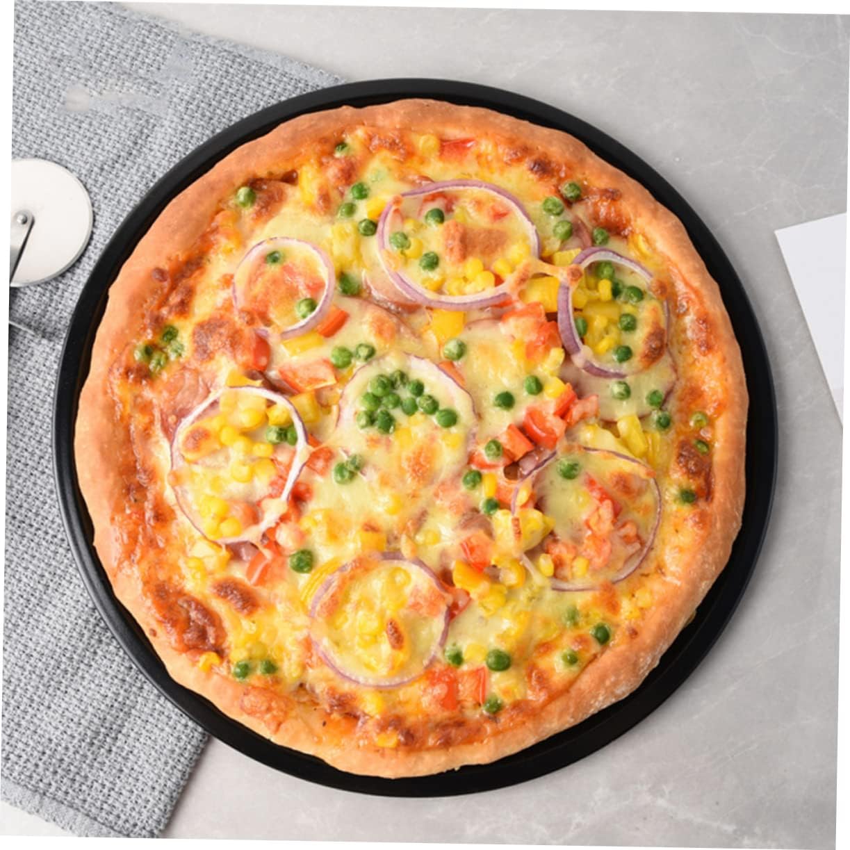 2pcs Non-stick Pizza Pan Round Oven Baking Pan Baking Non-stick Dishes Carbon Steel Bakeware
