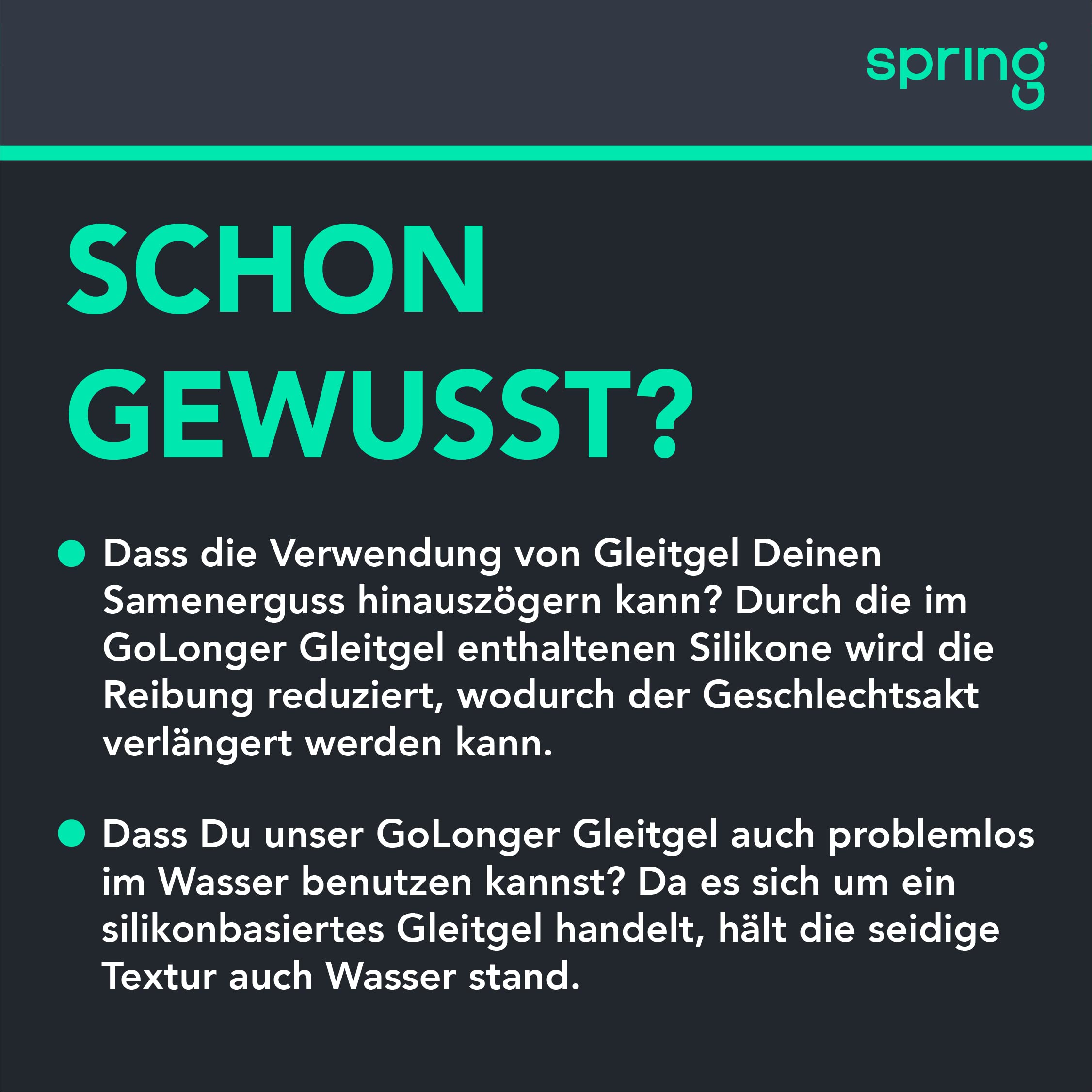 GoSpring GoLonger Silikon Gleitgel 100ml – Seidig zart