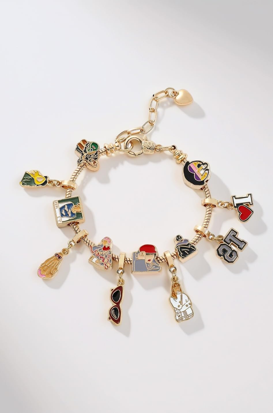 SANNIDHI® Taylor Bracelet for Women, Taylor Swif* Merch Taylor Merchandise Gold Bracelet for Teen Girls, 1988 TS Enamel Charms Album Inspired Bracelets for Music Lover Fans Gifts