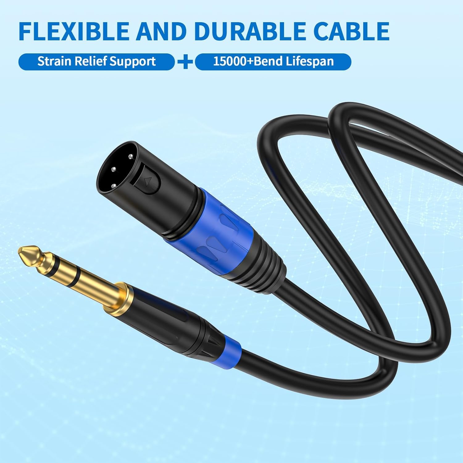Mikrofonkabel XLR auf 6,35 mm TRS Mono-Klinkenstecker, 30 m, symmetrischer 3-poliger XLR-Stecker auf Viertel-Zoll-TRS-Stecker, Mikrofonkabel für dynamisches Mikrofon, 2 Stück