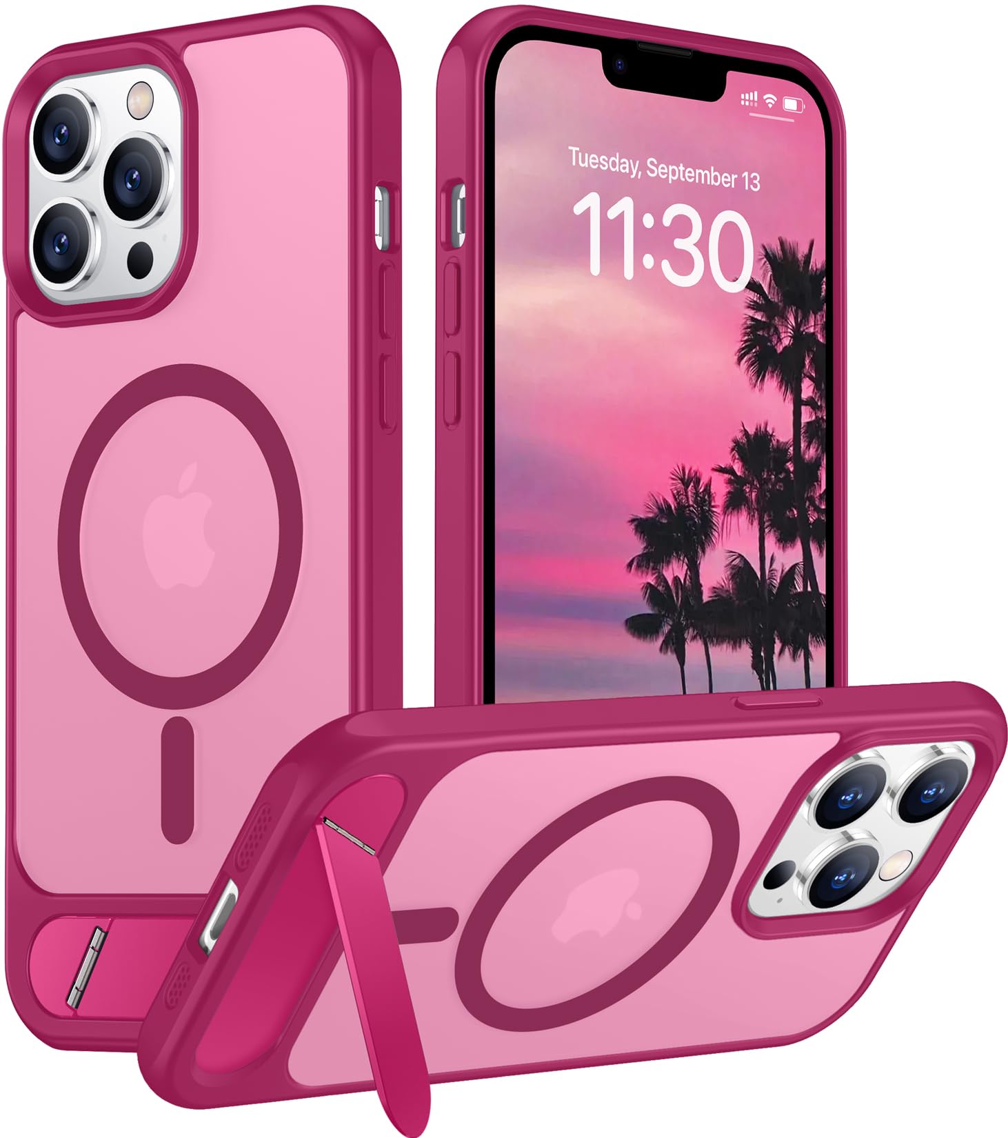 Temdan Magnetic Compatible with iPhone 13 Pro Max Case, [Built-in Invisible Kickstand][Compatible with MagSafe] [Military Grade Shockproof] Slim Translucent Matte Phone Case for iPhone 13 Pro Max 6.7"