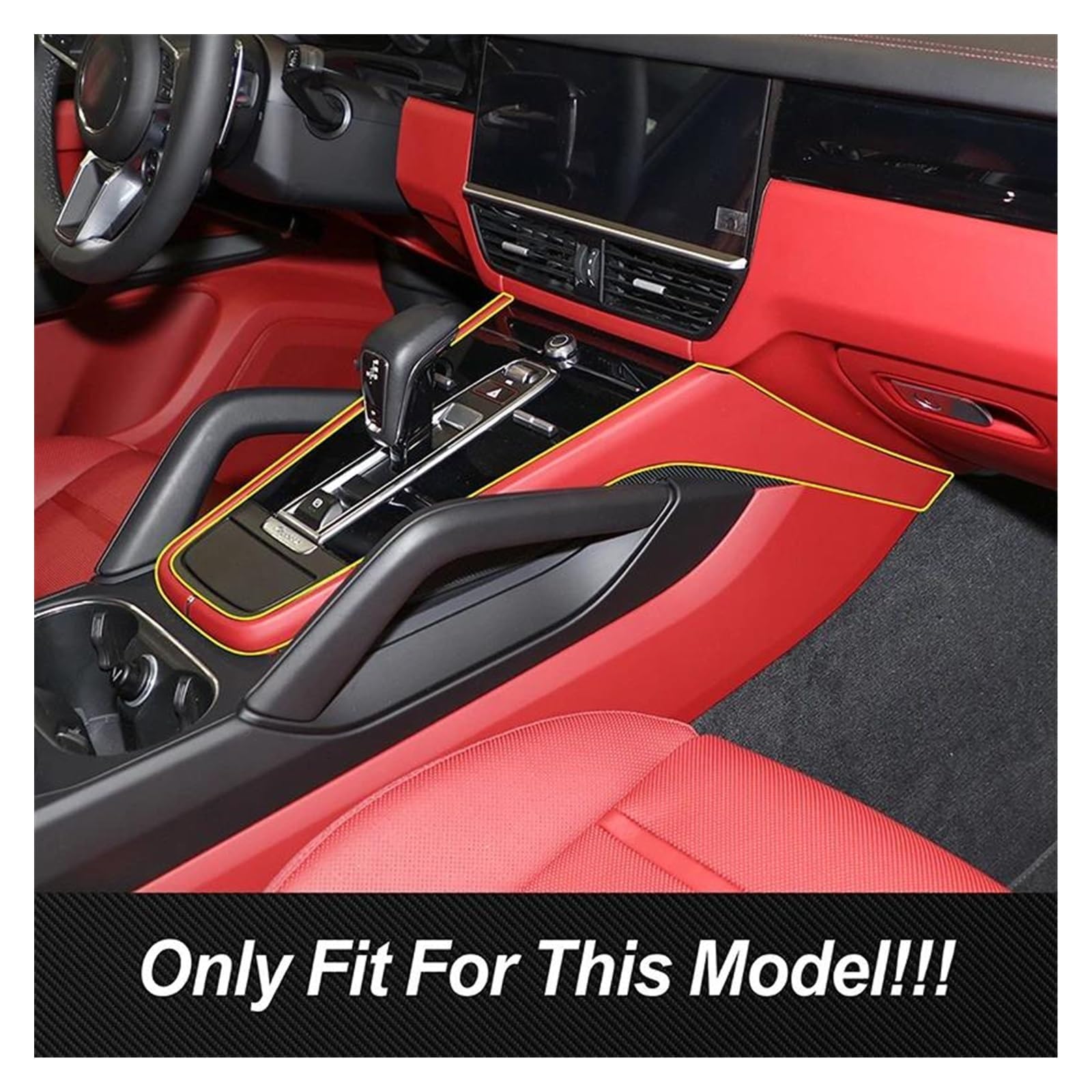 Garniture Couvercle de Panneau de Changement de Vitesse pour Voiture pour Cayenne 2018-2021,Fibre de Carbone Console Centrale IntéRieure Décoration Accessoires