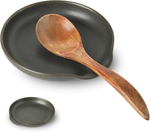 Tikooere Soporte de cuchara de cerámica para la parte superior de la estufa, moderno soporte para utensilios de granja para decoración de encimera Tikooere Soporte de cuchara de cerámica para la parte superior de la estufa, moderno soporte para utensilios de granja para decoración de encimera