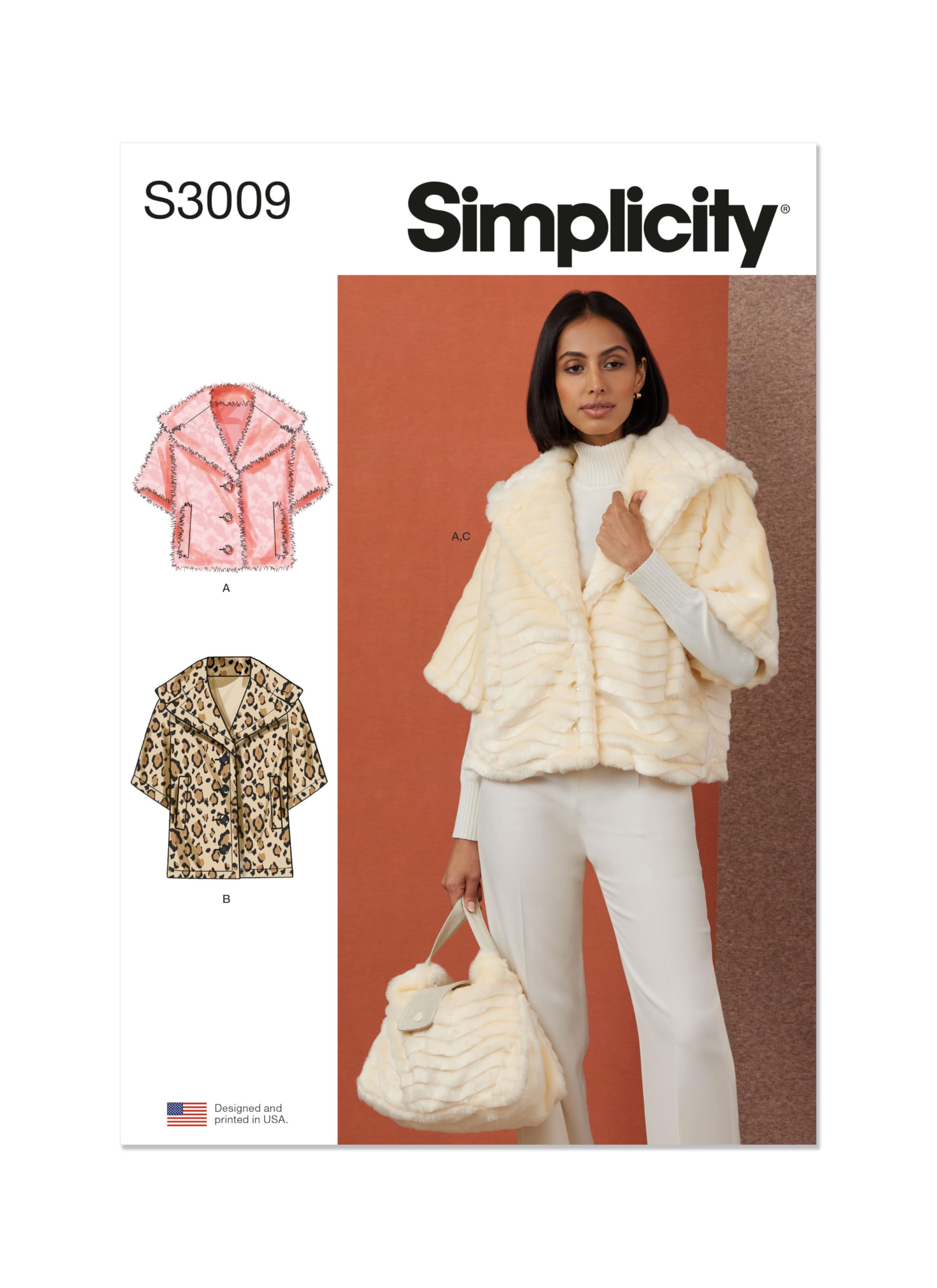 Patron de couture veste femme Simplicity SS3009H5 avec sac assorti tailles 34-42