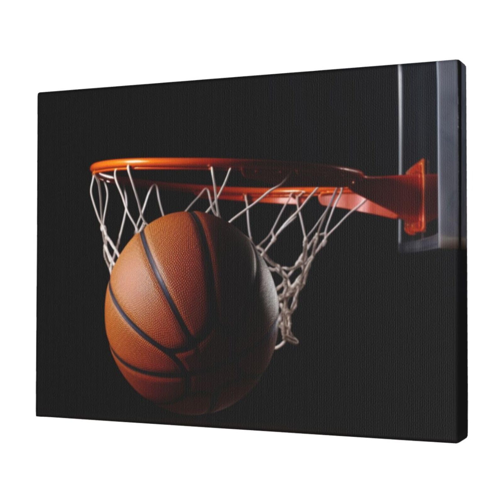 KLOPH Basketball Canvas Wall Art for Living Room 12"x16" Modern Artwork Painting for Bathroom Hanging Canvas Prints Aesthetic Wallart for Bedroom Kitchen Office Wall Decor