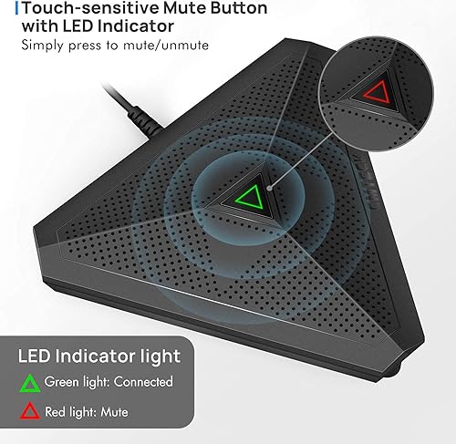 Miniatura 3 de Micrófono de conferencia USB micrófono de computadora de escritorio CM001 botón de silencio con indicador LED micrófono de contorno de condensador