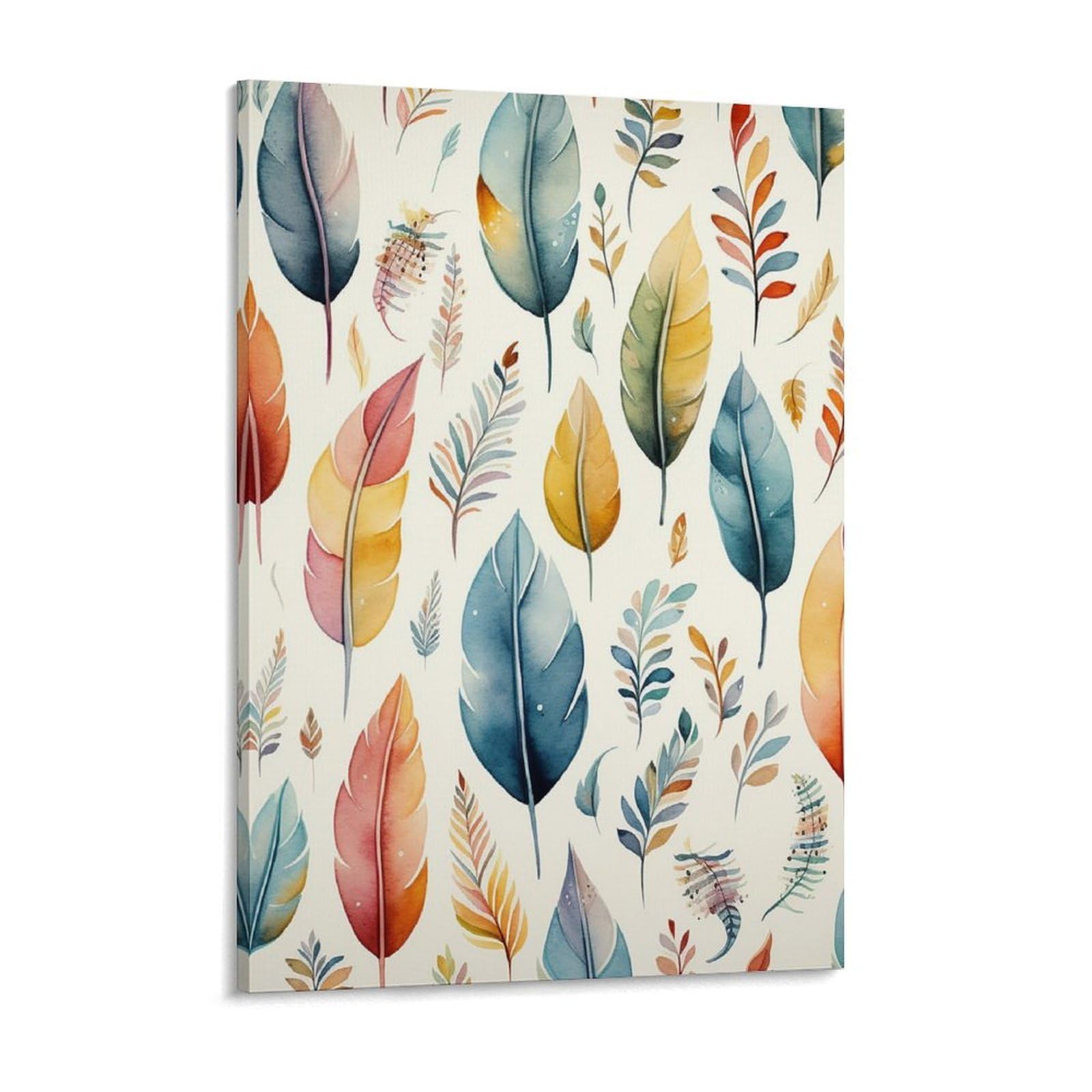 NTVOWPZO Feathers And Leaves Canvas Wall Art for Bedroom 18x24inch Canvas Prints Artwork for Walls Modern Picture Artwork Painting for Living Room Aesthetic Wall Paintings for Bathroom Kitchen Office