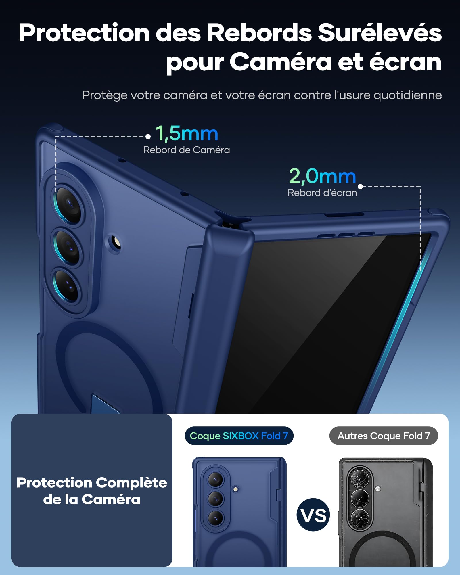 Custodia per Samsung Galaxy Z Fold 7 con pellicola protettiva frontale integrata, compatibile con MagSafe, supporto integrato e protezione cerniere, custodia protettiva antiurto per Fold 7, blu