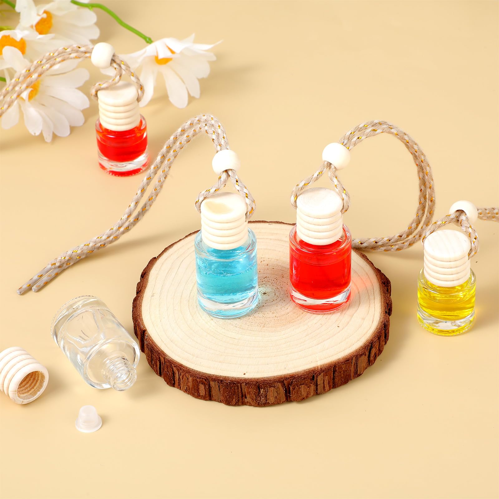 Pratvider Bottiglie per diffusori sospesi per Auto,Diffusore di Olio Essenziale in Vetro Trasparente Vuoto - Flacone diffusore da Appendere Ricaricabile, fiale Ornamentali per Deodorante per Auto