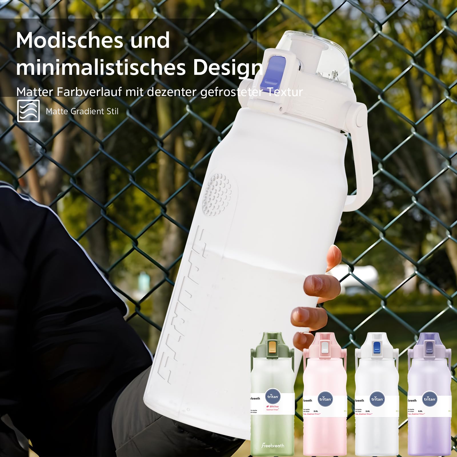 Sport-Trinkflasche Aus Tritan, 1,6 Liter, Auslaufsicher Mit Doppeltem Trinksystem & Sicherheitsverschluss