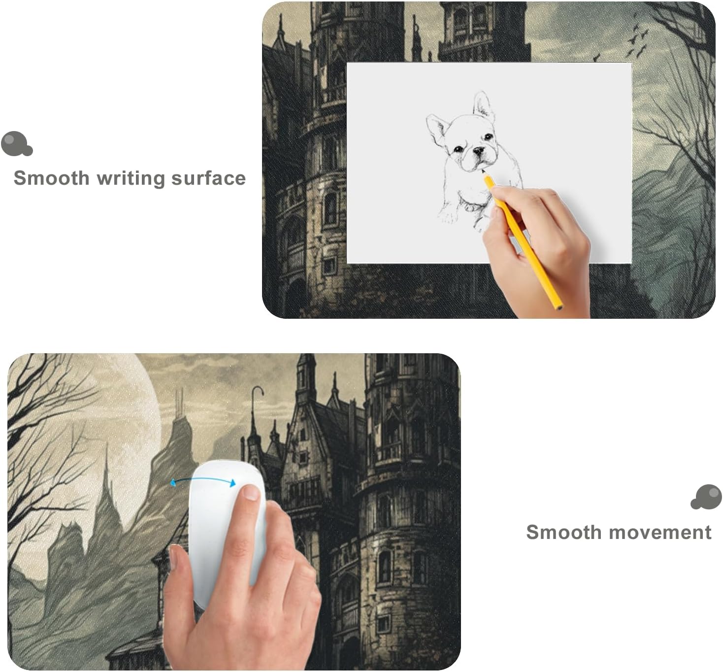 Large Gothic Castle Mouse Pad Non-Slip XL Gaming Mat for Computer, Laptop, and Office Desk Soft and Portable with Stitched Edges Full Desk Keyboard Pad for Home and Travel