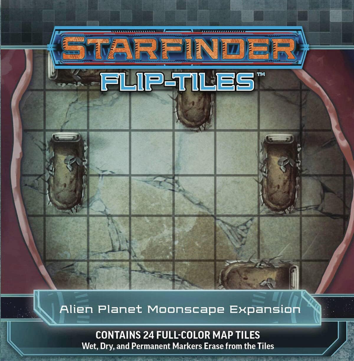 Paizo Inc. Starfinder Flip-Tiles: Alien Planet Moonscape Expansion, Multi