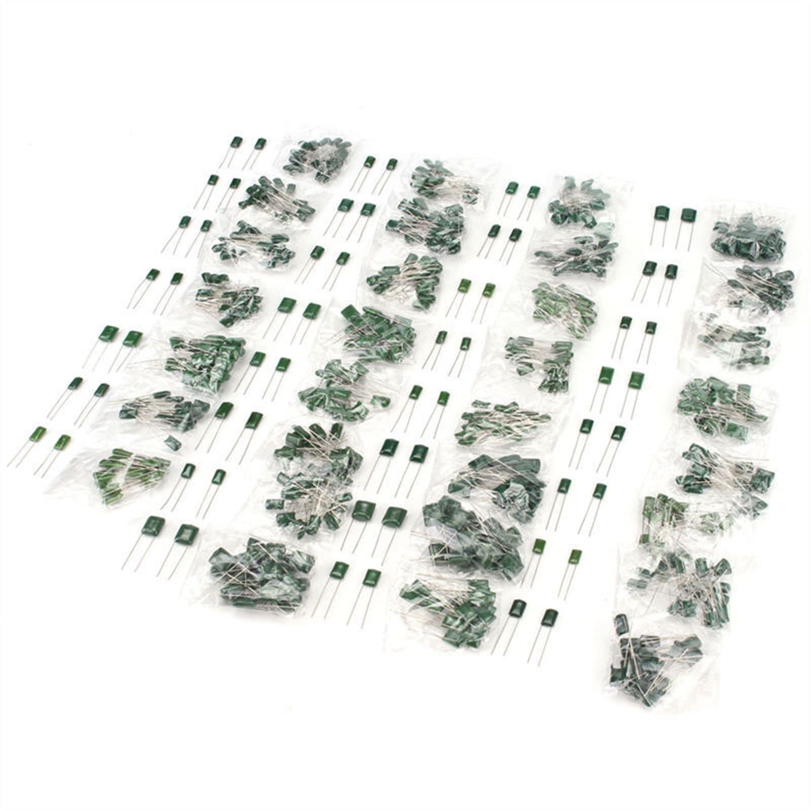 Accesorios electrónicos Condensadores 620 unids/lote 31 valor 100V condensador de película Kit surtido 100nf 220PF 560PF 68NF conjunto de condensadores 0,22NF-470NF paquete de condensadores Dispositiv