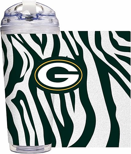 Miniatura 15 de Rico Industries NFL Football Glitter 24 onzas Vaso de purpurina acrílico con tapa con bisagra, Vaso de doble pared oficialmente licenciado