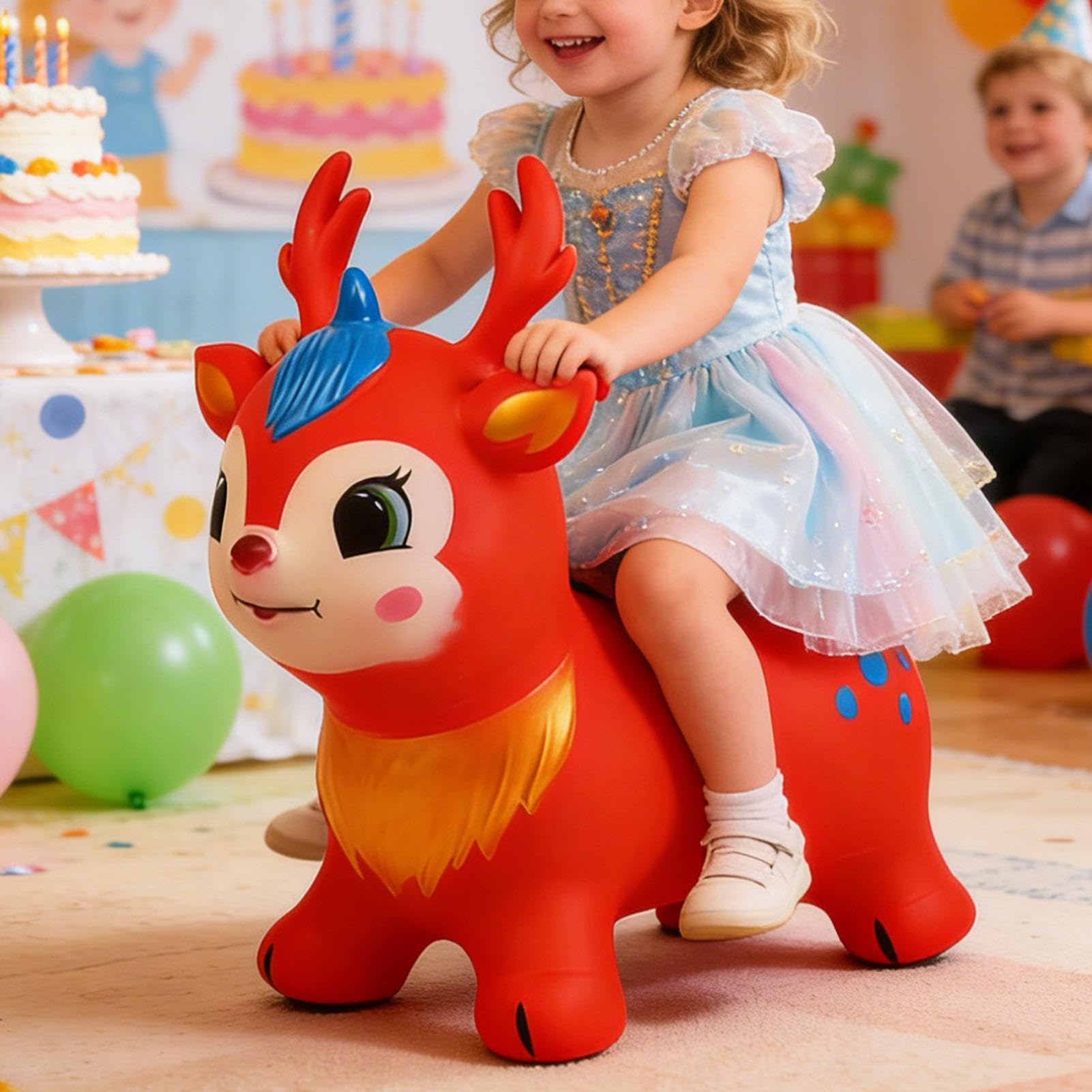 Caballo Saltarín,Inflable Caballo de Montar,Animal Saltarín para Niños - para Uso en Interior y Exterior, Casa, Preescolar, Zona de Juego, Viaje, de Cumpleaños