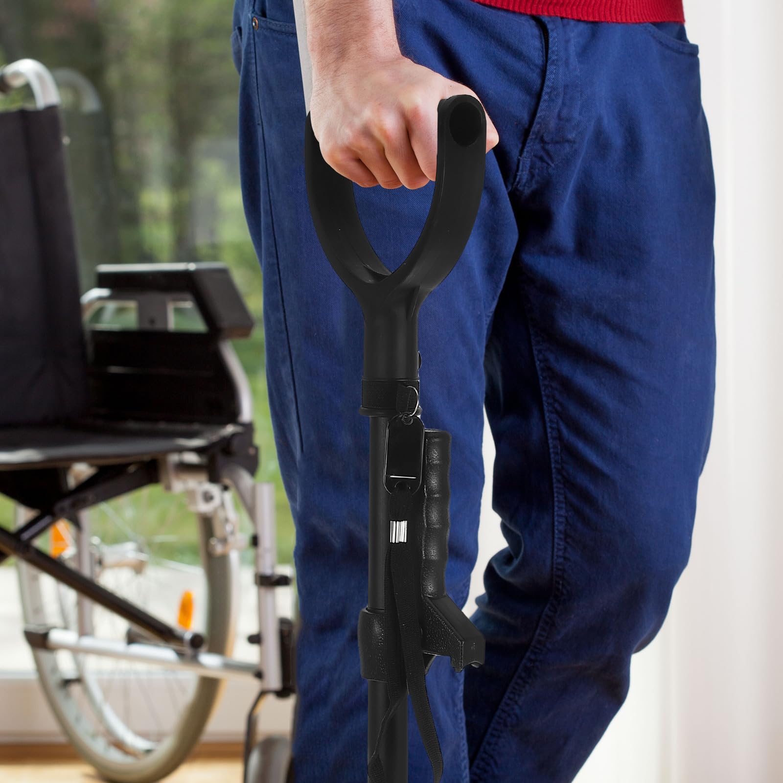 Mikikit Dispositivo de Ayuda Movilidad Soporte Estable de Aleación de Aluminio Ajustable Plegable y Ergonómico para Asistencia Junto Cama en Personas Mayores