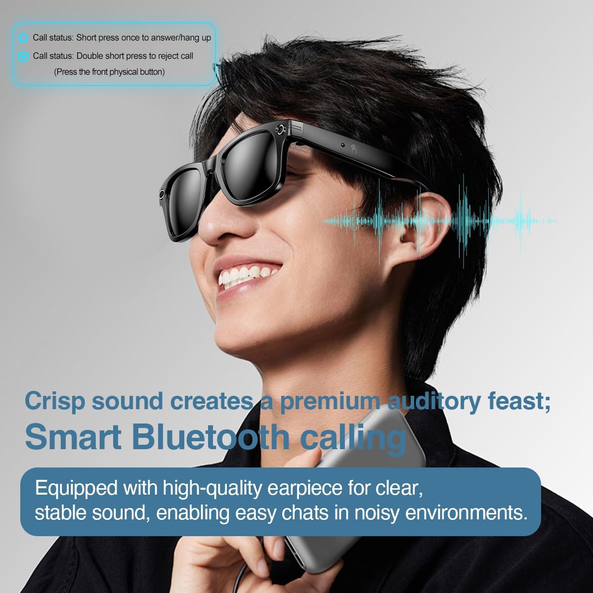 AI Smart Glasses With Camera,HD Photo & Video,Bluetooth Sunglasses Built-in Speakers,Wireless Music & Call