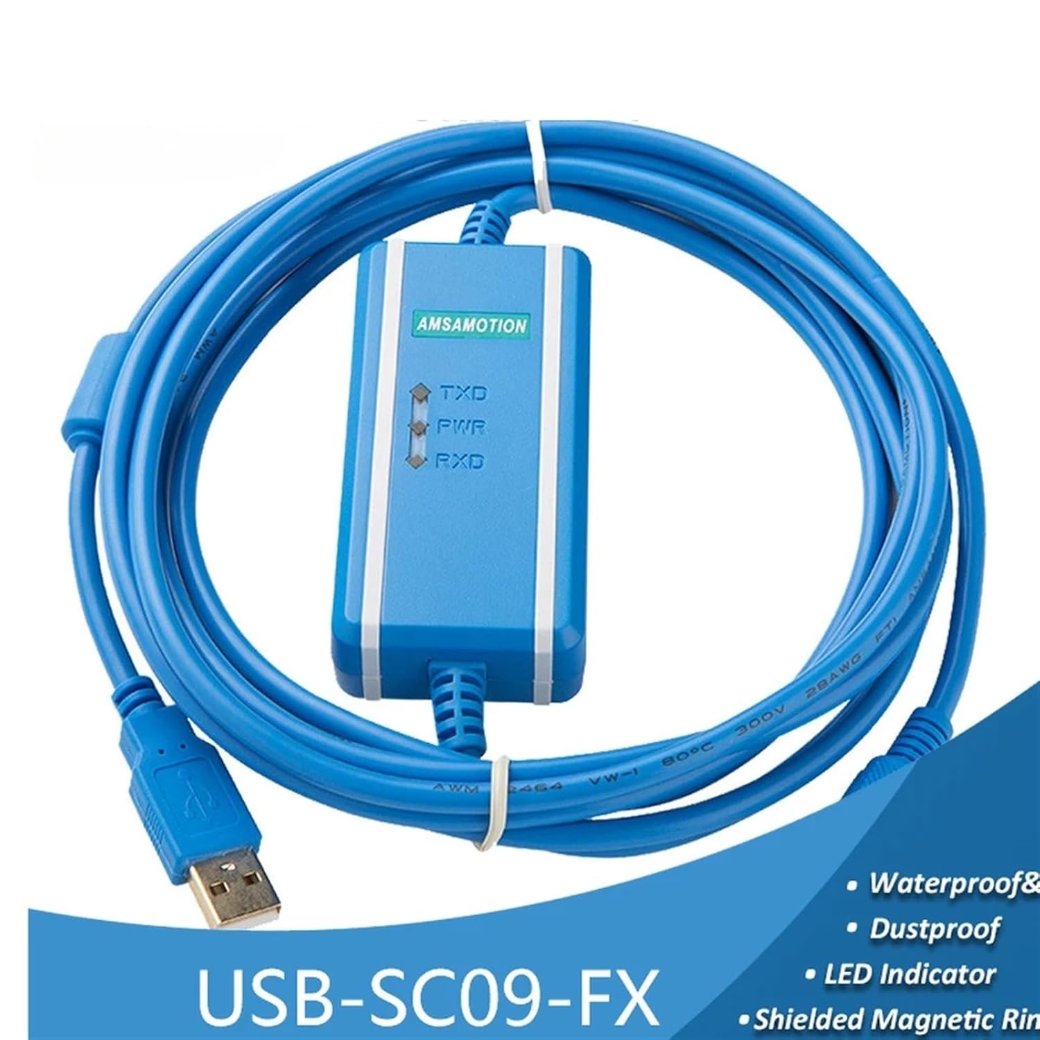 Isolation Chip USB-SC09-FX Programming Cable for FX1N/FX2N/FX1S/FX3U Series(FTDI Isolation Type)