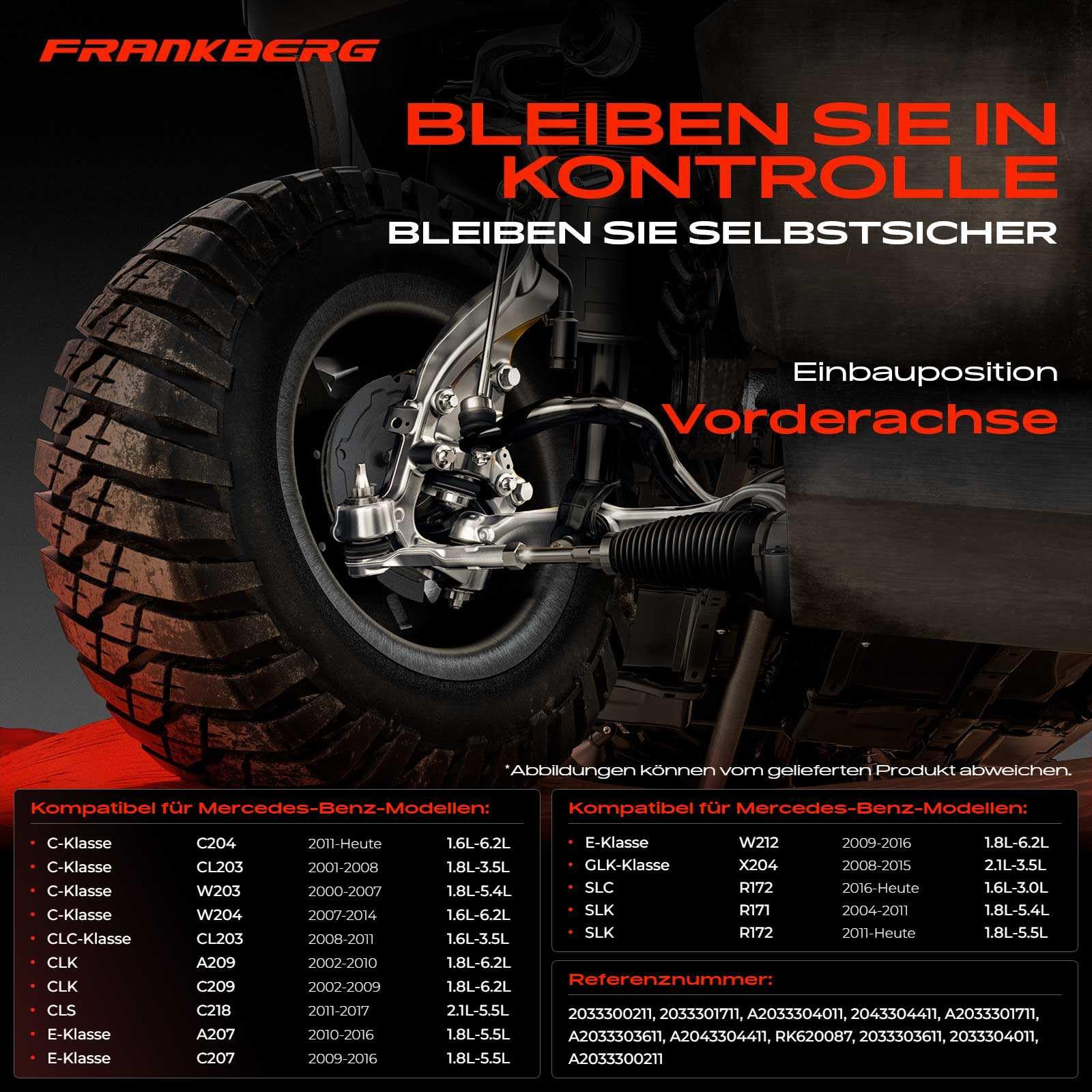 Frankberg 1x Querlenker Vorne Rechts Kompatibel mit C-Klasse W204 W203 Alle Motoren 2000-2014 CLC-Klasse CL203 2008-2011 E-Klasse W212 2009-2016 GLK-Klasse X204 2008-2015 Replace# 2033300211