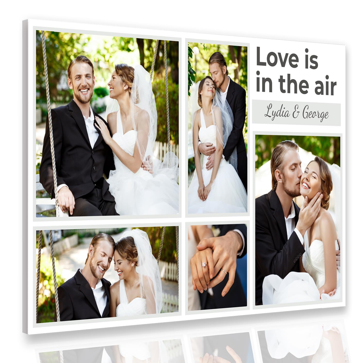 TEGM Custom Photo Collage Canvas Framed Wall Art Personalized Family Print Turn Your Photo into the Perfect Decor for Living Room or Kitchen Ready to Hang (Design 5, 16"x24", Wrapped Canvas)